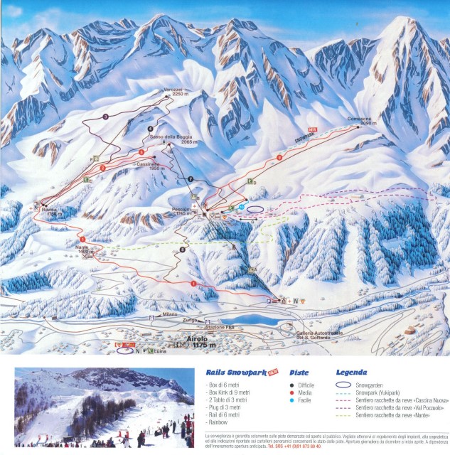 Skiën en snowboarden op Airolo pistekaart