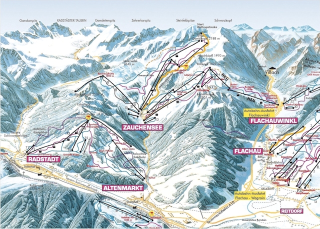 Ski and Snowboard using the Altenmarkt - Radstadt trail map
