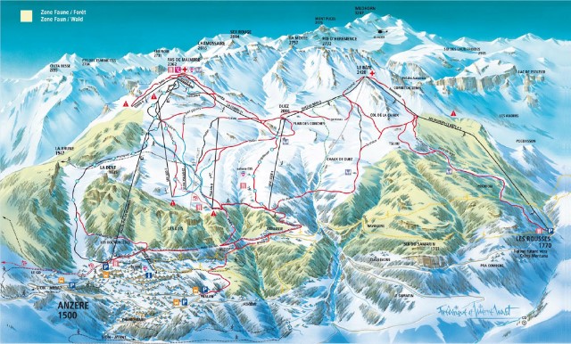 Skiën en snowboarden op Anzère pistekaart