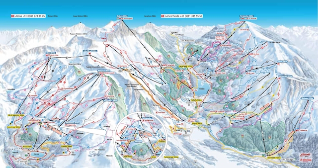 Skiën en snowboarden op Arosa pistekaart
