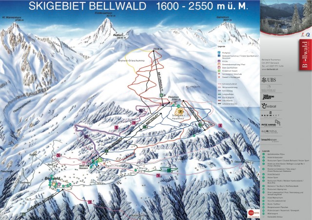 Skiën en snowboarden op Bellwald pistekaart