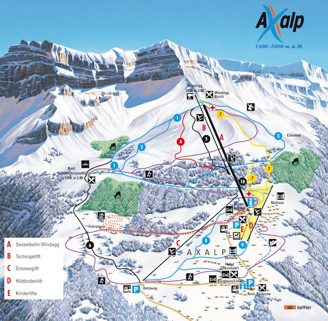 Skiën en snowboarden op Brienz pistekaart