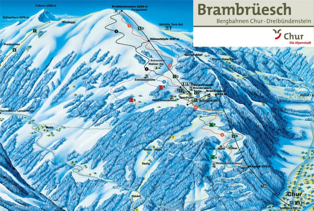 Skiën en snowboarden op Chur pistekaart