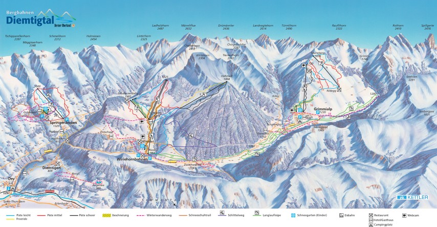 Skiën en snowboarden op Diemtigtal pistekaart