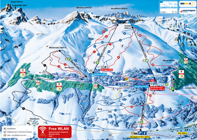 Skiën en snowboarden op Elm pistekaart