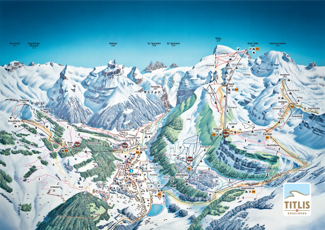 Skiën en snowboarden op Engelberg pistekaart