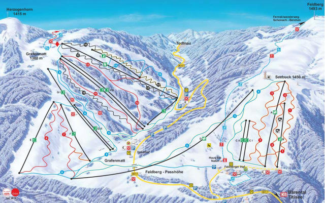 Skiën en snowboarden op Feldberg pistekaart