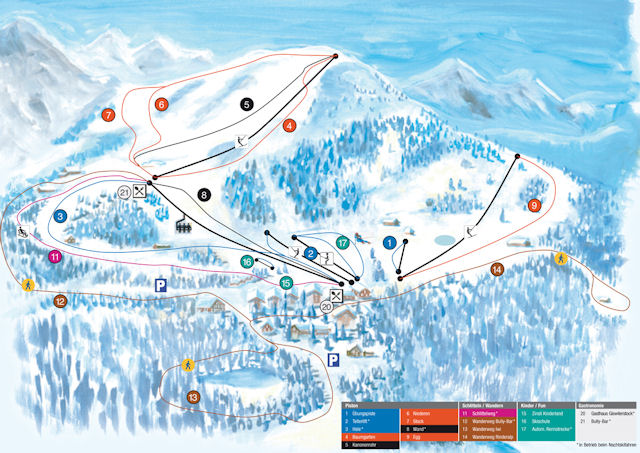Skiën en snowboarden op Giswil pistekaart