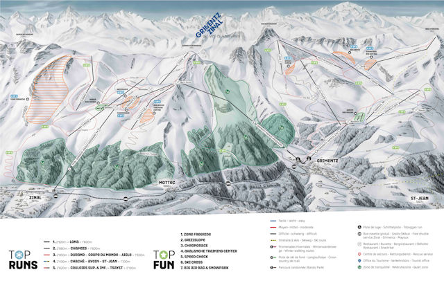 Skiën en snowboarden op Grimentz pistekaart