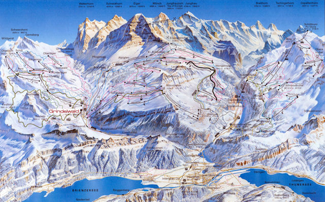 Skiën en snowboarden op Jungfrau Region pistekaart