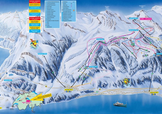 Skiën en snowboarden op Klewenalp pistekaart