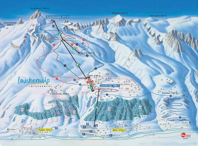 Skiën en snowboarden op Lötschental pistekaart