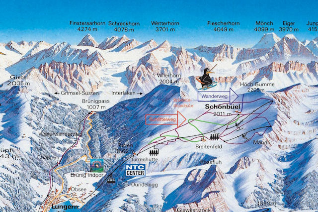 Skiën en snowboarden op Lungern pistekaart