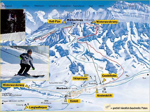 Skiën en snowboarden op Marbach pistekaart