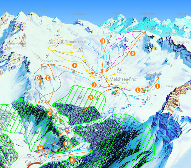 Skiën en snowboarden op Melchsee-Frutt pistekaart