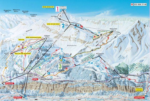 Ski and Snowboard using the Mürren trail map