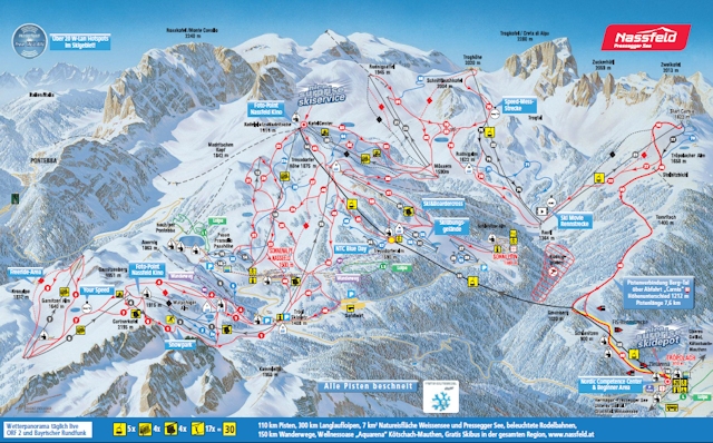 Ski and Snowboard using the Nassfeld trail map
