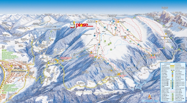 Ski and Snowboard using the Plose Brixen trail map