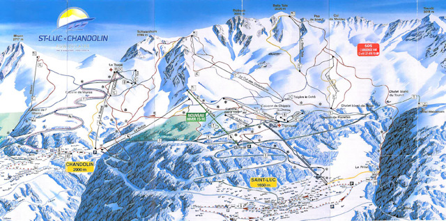 Skiën en snowboarden op St-Luc pistekaart