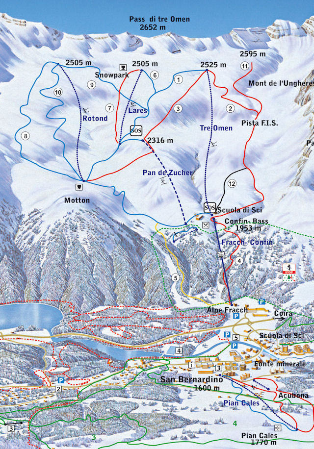 Ski and Snowboard using the San Bernardino trail map