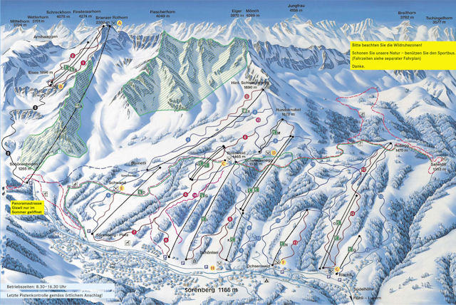 Skiën en snowboarden op Sörenberg pistekaart