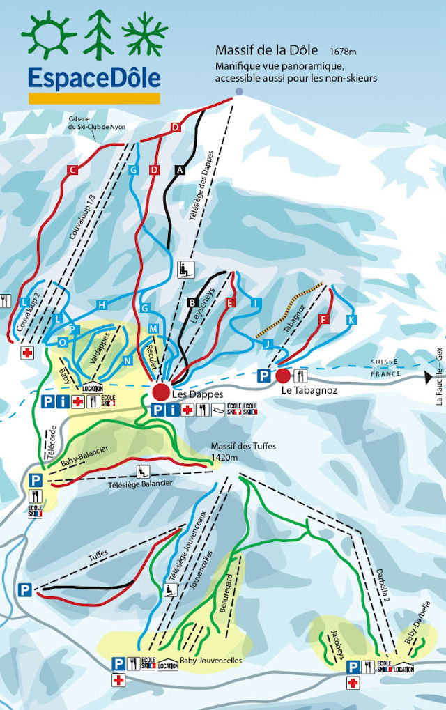 Skiën en snowboarden op St-Cergue pistekaart