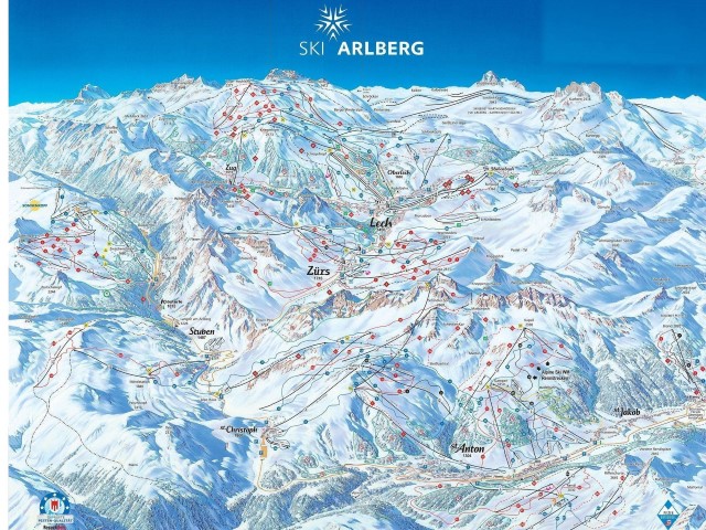 Skiën en snowboarden op St Anton pistekaart