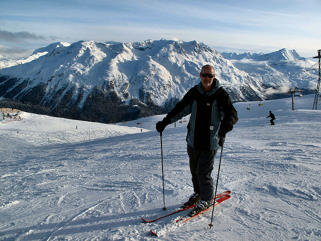 Nic Oatridge skiing in St Moritz