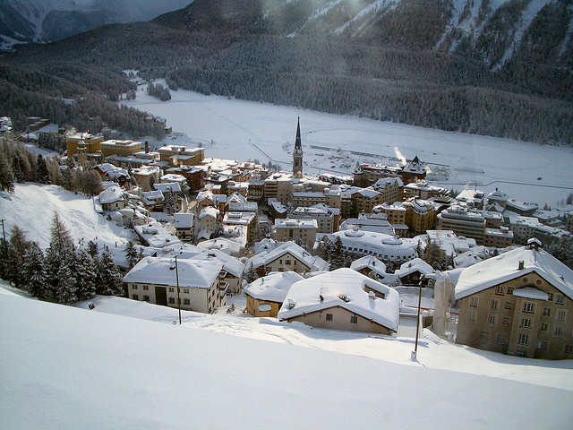 St Moritz village from Corviglia