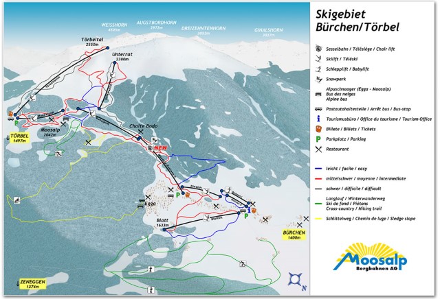 Skiën en snowboarden op Törbel pistekaart