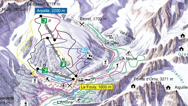 Skiën en snowboarden op La Fouly pistekaart