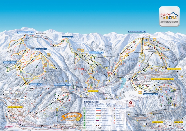 Ski and Snowboard using the Zell am Ziller trail map