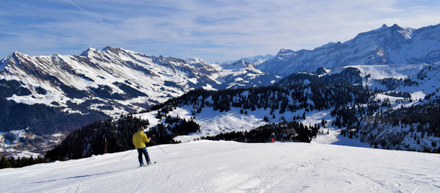 View of winter sports resort in Vaud