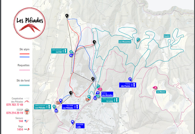 Ski and Snowboard using the Les PlÃ©iades trail map
