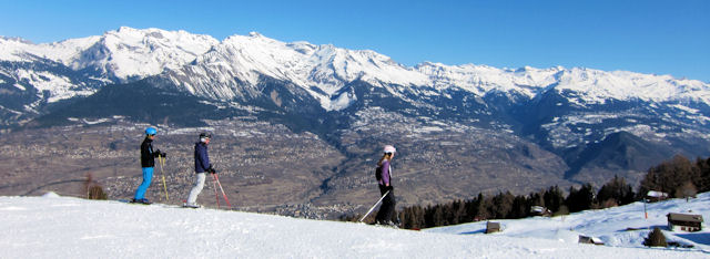 View of winter sports resort in Valais