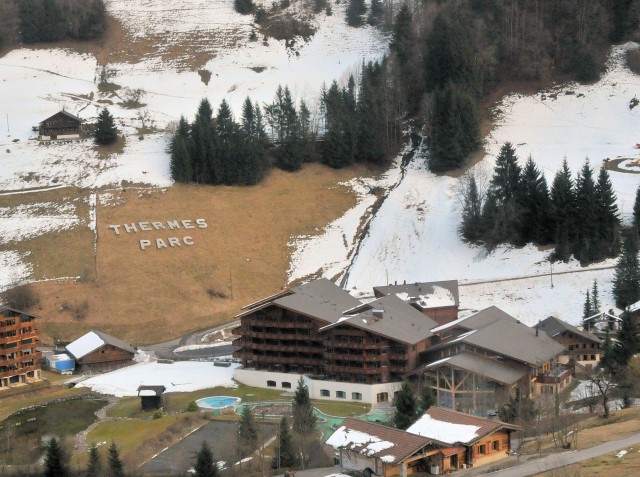 View of winter sports resort in Valais